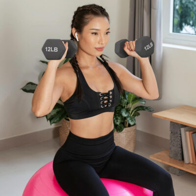 Neoprene Coated Dumbbell Hand Weights Set – 8LB, 10LB, 12LB, 15LB Pairs for Strength Training, Home Workouts and Full-Body Fitness, Hex Shape and Non-Slip Grip