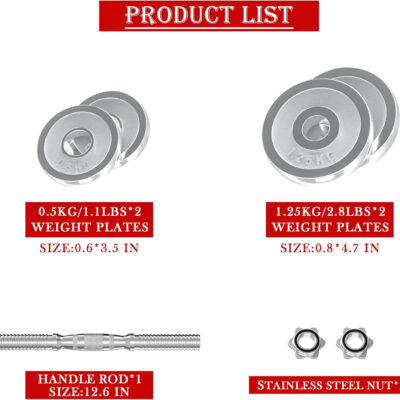 VIVITORY Fitness Dumbbells Set, Adjustable Weight Sets up to 11/22/44/66/110 lbs, with Metal Connecting Rod Used As Barbell, Chromed Weights, Hardcover Gift Box, Home Gym Work Out Training Equipment