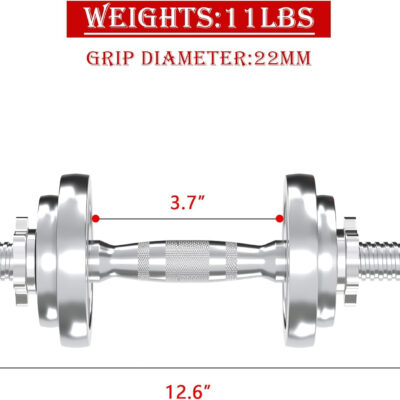 VIVITORY Fitness Dumbbells Set, Adjustable Weight Sets up to 11/22/44/66/110 lbs, with Metal Connecting Rod Used As Barbell, Chromed Weights, Hardcover Gift Box, Home Gym Work Out Training Equipment