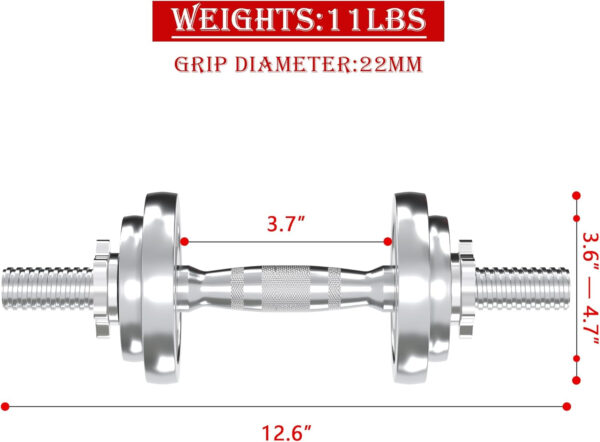 VIVITORY Fitness Dumbbells Set, Adjustable Weight Sets up to 11/22/44/66/110 lbs, with Metal Connecting Rod Used As Barbell, Chromed Weights, Hardcover Gift Box, Home Gym Work Out Training Equipment