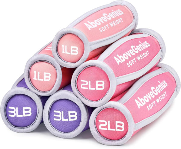689c70b529fc1cbc95e54ea485da924d6ba007c9768c85e585ece.jpg Hand Weights for Women Men, Soft Dumbbells Set of 6(1lb 2lb 3lb Each Pack) for Dumbbell Walking Weight Sets with Hand Strap, Pink Weights for Workout Running, Pilates, Yoga, Jogging and Physical Therapy, Gifts for Women
