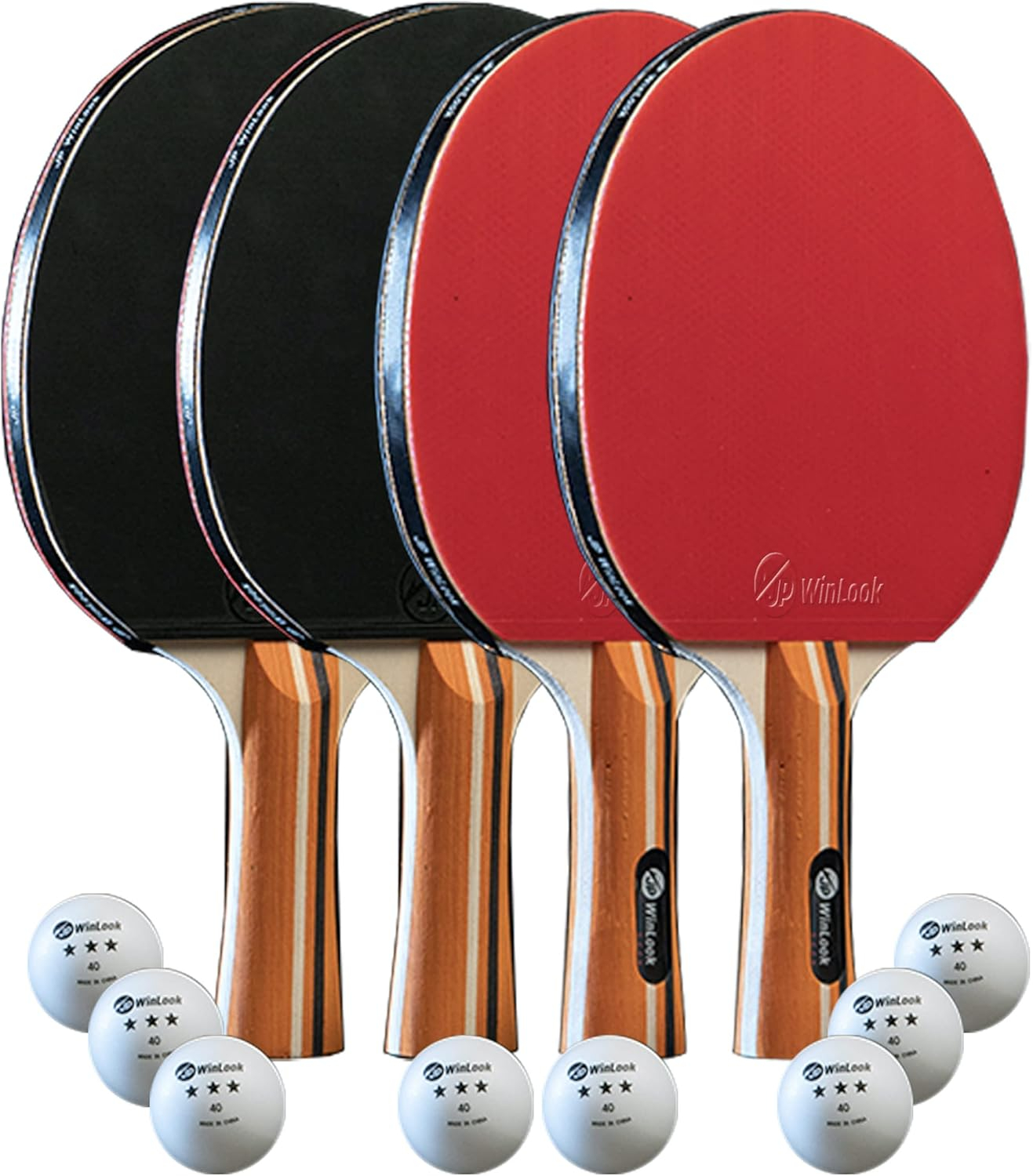 Ping Pong Paddles Sets - Premium Table Tennis Rackets with Ping Pong Balls & Professional Case - JP WinLook Portable Table Tennis Paddles Set for Indoor & Outdoor Play