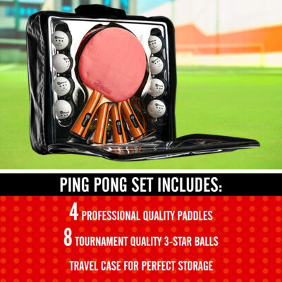 Ping Pong Paddles Sets - Premium Table Tennis Rackets with Ping Pong Balls & Professional Case - JP WinLook Portable Table Tennis Paddles Set for Indoor & Outdoor Play