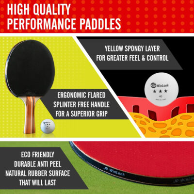 Ping Pong Paddles Sets - Premium Table Tennis Rackets with Ping Pong Balls & Professional Case - JP WinLook Portable Table Tennis Paddles Set for Indoor & Outdoor Play