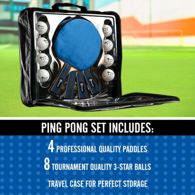Ping Pong Paddles Sets - Premium Table Tennis Rackets with Ping Pong Balls & Professional Case - JP WinLook Portable Table Tennis Paddles Set for Indoor & Outdoor Play