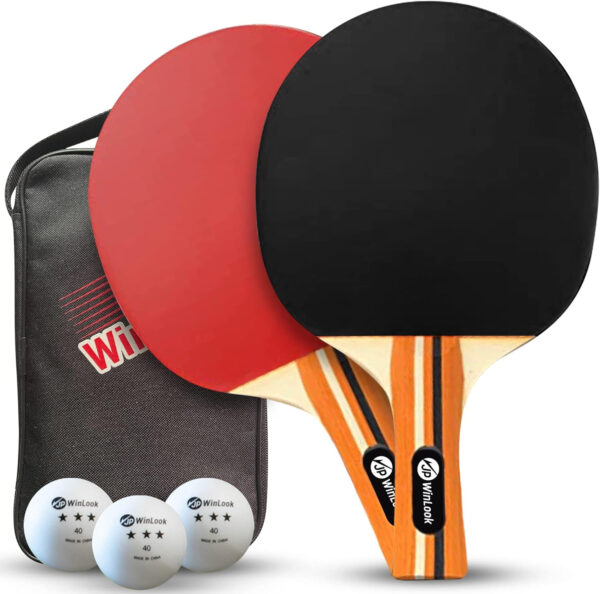 Ping Pong Paddles Sets - Premium Table Tennis Rackets with Ping Pong Balls & Professional Case - JP WinLook Portable Table Tennis Paddles Set for Indoor & Outdoor Play