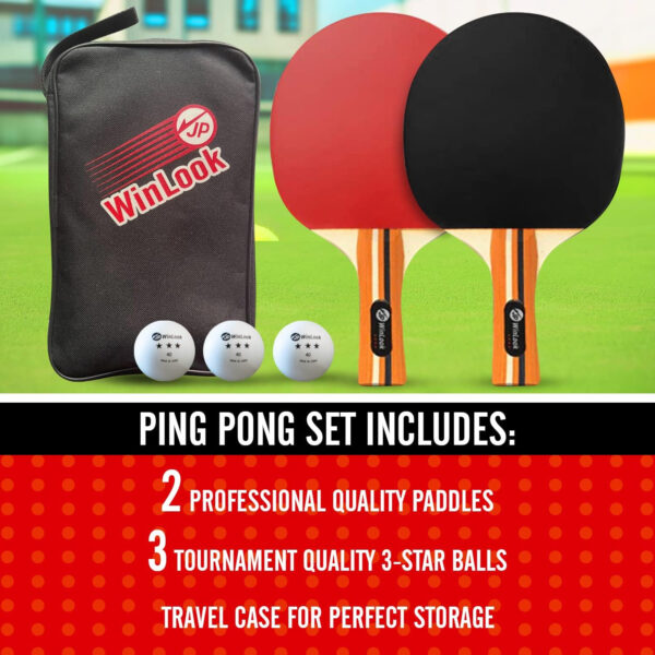 Ping Pong Paddles Sets - Premium Table Tennis Rackets with Ping Pong Balls & Professional Case - JP WinLook Portable Table Tennis Paddles Set for Indoor & Outdoor Play