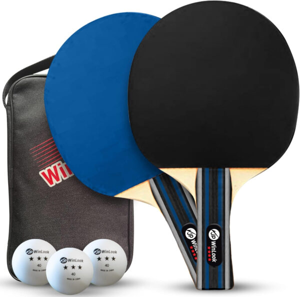 Ping Pong Paddles Sets - Premium Table Tennis Rackets with Ping Pong Balls & Professional Case - JP WinLook Portable Table Tennis Paddles Set for Indoor & Outdoor Play