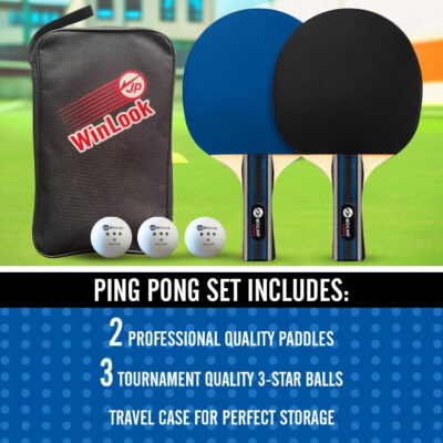Ping Pong Paddles Sets - Premium Table Tennis Rackets with Ping Pong Balls & Professional Case - JP WinLook Portable Table Tennis Paddles Set for Indoor & Outdoor Play