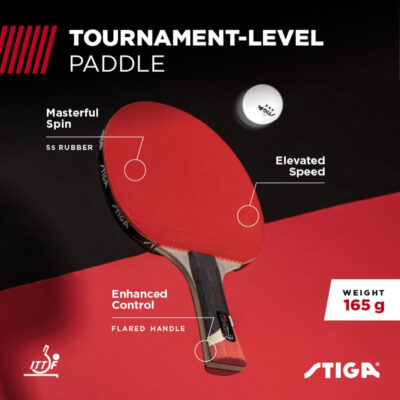 689c7c6c707644ab0393ea323da56701d80984295188928a9ef1f.jpg STIGA Pro Carbon Performance-Level Table Tennis Racket with Carbon Technology for Tournament Play - Red and Blue Colors