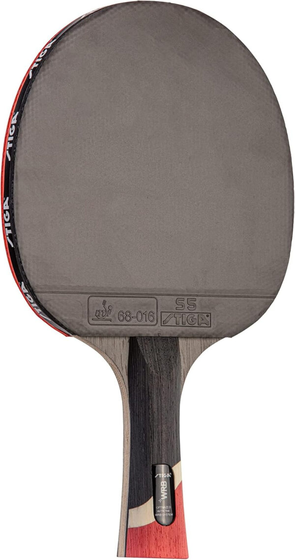 689c7c75b1a6bbafe55cfc7e954d4ff7c346fe8dc96fbe1083ab8.jpg STIGA Pro Carbon Performance-Level Table Tennis Racket with Carbon Technology for Tournament Play - Red and Blue Colors