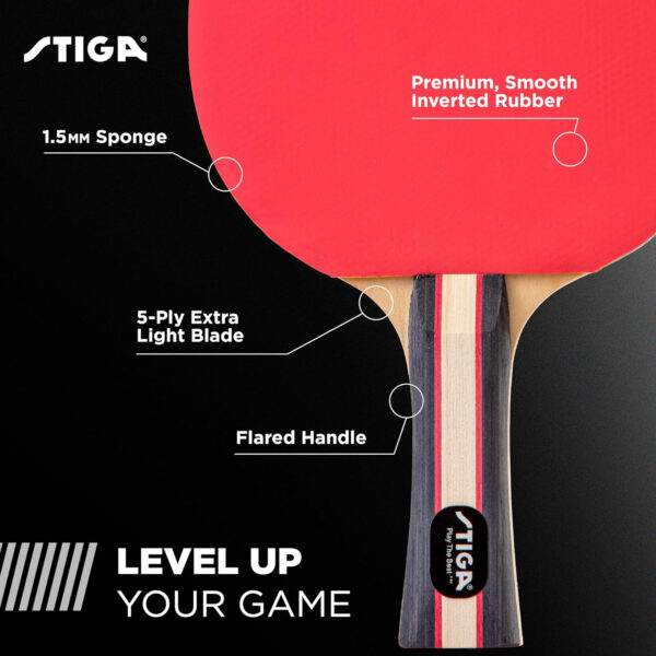 689c7c980cdd56980ab8d1ddab90b390593dd77440bff69a2770e.jpg STIGA Performance 2 or 4 Player Table Tennis Set – USATT Approved Rackets and 3-Star Balls – 5-Ply Blade & Flared Handle – Perfect for Skill Development