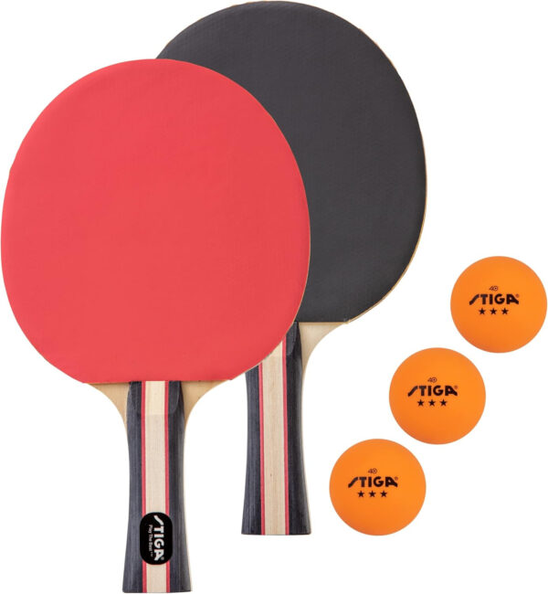 689c7c9fc15b459d6d1298c83607822101ee82832e3e63ab13f0d.jpg STIGA Performance 2 or 4 Player Table Tennis Set – USATT Approved Rackets and 3-Star Balls – 5-Ply Blade & Flared Handle – Perfect for Skill Development