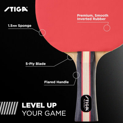 689c7ca6153c603aab5fe308e553fa254852c906d8b0974aed42b.jpg STIGA Performance 2 or 4 Player Table Tennis Set – USATT Approved Rackets and 3-Star Balls – 5-Ply Blade & Flared Handle – Perfect for Skill Development