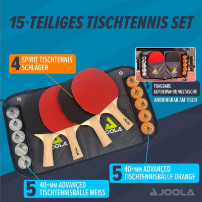 689c7d5f7b8f53c9014b7774fa4193c26ed545896f269aa1f22e4.jpg JOOLA Family Premium Ping Pong Paddles Set of 4 - Advanced Table Tennis Rackets, 10 Training 3 Star Ping Pong Balls, and Storage Case - Competitive or Recreational Play - Indoor and Outdoor Compatible