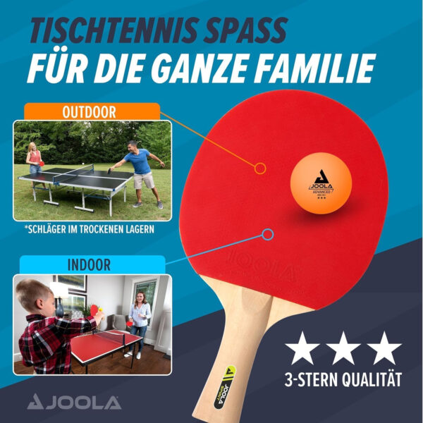 689c7d6198216d6b39984a98c40a4b9abeaf651bbc3567259fb18.jpg JOOLA Family Premium Ping Pong Paddles Set of 4 - Advanced Table Tennis Rackets, 10 Training 3 Star Ping Pong Balls, and Storage Case - Competitive or Recreational Play - Indoor and Outdoor Compatible