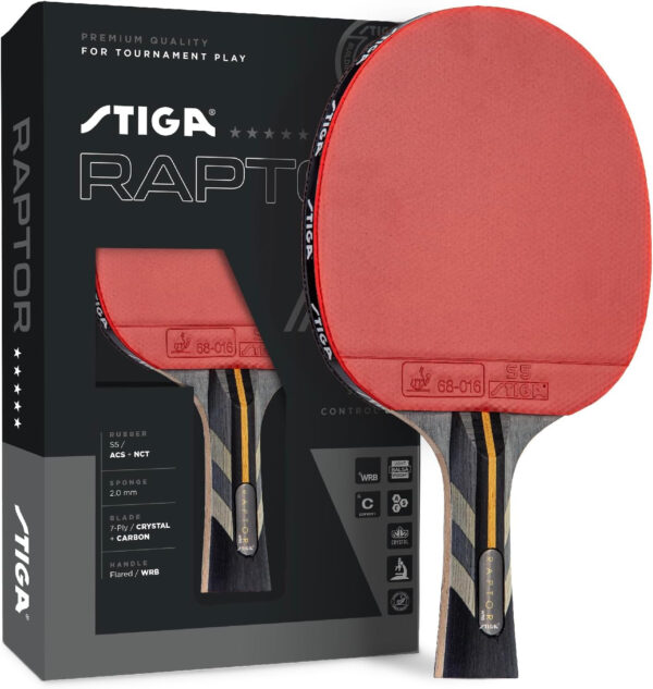 689c7d97292c686d737c73bd981890b5aefac6085546a8afb89ca.jpg STIGA Carbon Fiber Ping Pong Paddle - 2mm Sponge, Flared Handle - Performance Table Tennis Racket, Black