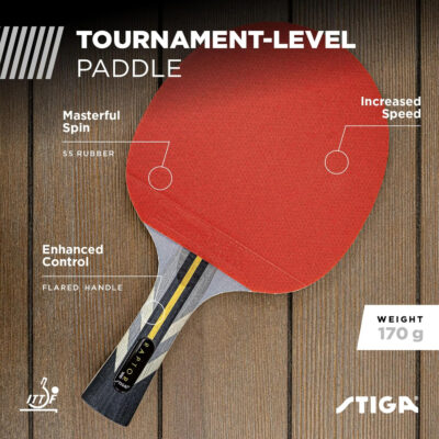 689c7d992c67dcaaa684d90afdba5b19020987b9fec89f00ab874.jpg STIGA Carbon Fiber Ping Pong Paddle - 2mm Sponge, Flared Handle - Performance Table Tennis Racket, Black