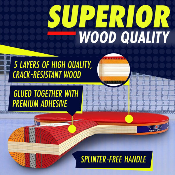 NIBIRU SPORT Professional Ping Pong Paddle Sets - 2 Player or 4 Player Table Tennis Paddles, Retractable Net, Pingpong Balls and Carry Bag Storage Case - Table Tennis Equipment & Ping Pong Accessories