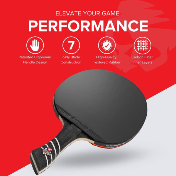 689c7f2425e1bb84fd4eead622c0e53e4cecfffb92feb71734773.jpg The Peace Maker ALC - Professional Ping Pong Paddle - Carbon Fiber Table Tennis Racket Producing Maximum Spin & Control for All Levels - Hard Carry Case & Ergonomic Handle.