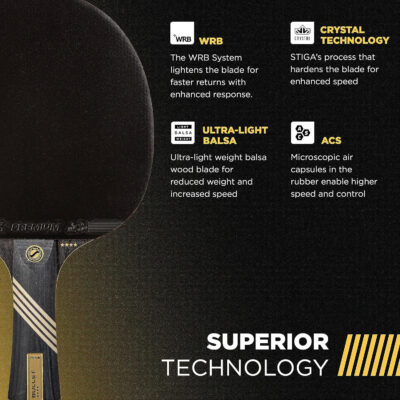 689c7f664667d21084d69d46a22b071870237fd82f4ba45b71504.jpg STIGA Bullet Ping Pong Paddle – 5-ply Extra Light Blade – 2mm Premium Sponge – Flared Handle for Masterful Grip – Performance Table Tennis Racket for Competitive Play