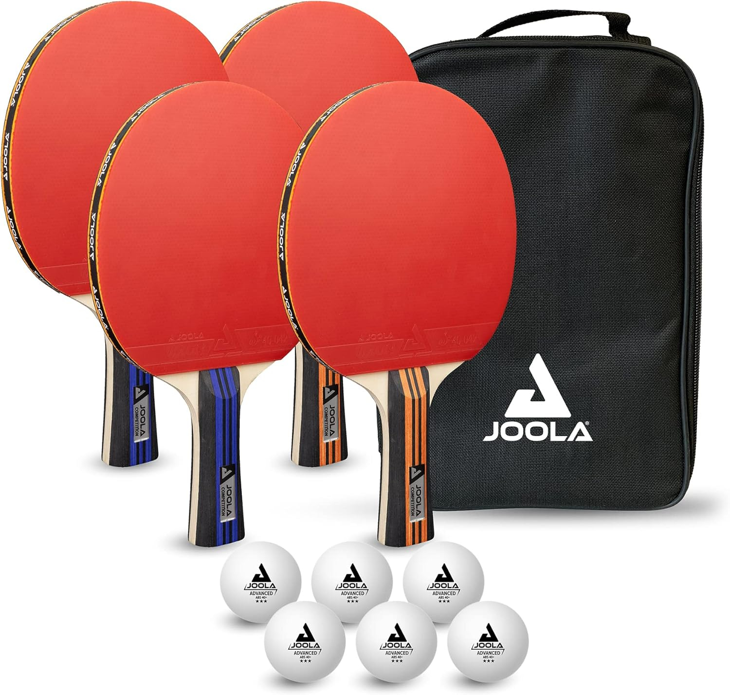 JOOLA Premium Table Tennis Set - 4 Regulation Ping Pong Paddles,Training Ping Pong Balls and Carrying Case - for Training and Recreational Play - Indoor and Outdoor Compatible