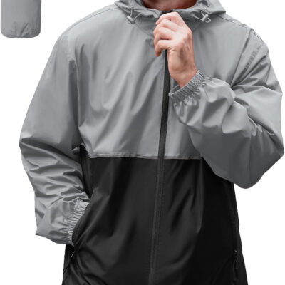 ZITY Men's Rain Jacket Waterproof with Hood Lightweight Raincoat for Golf Hiking Camping Cycling