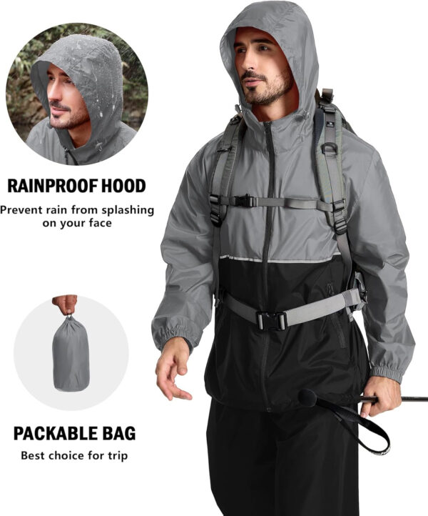 ZITY Men's Rain Jacket Waterproof with Hood Lightweight Raincoat for Golf Hiking Camping Cycling