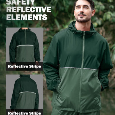 ZITY Men's Rain Jacket Waterproof with Hood Lightweight Raincoat for Golf Hiking Camping Cycling