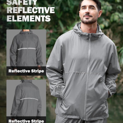ZITY Men's Rain Jacket Waterproof with Hood Lightweight Raincoat for Golf Hiking Camping Cycling