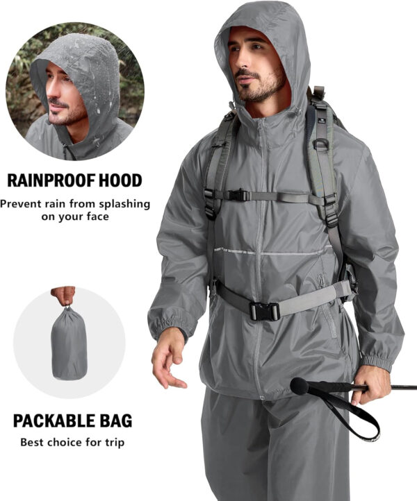 ZITY Men's Rain Jacket Waterproof with Hood Lightweight Raincoat for Golf Hiking Camping Cycling