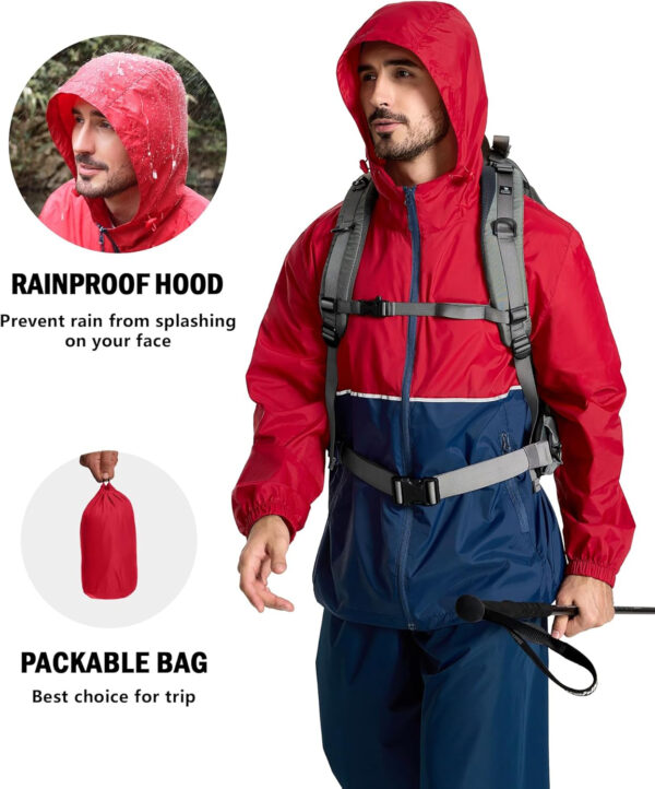 ZITY Men's Rain Jacket Waterproof with Hood Lightweight Raincoat for Golf Hiking Camping Cycling