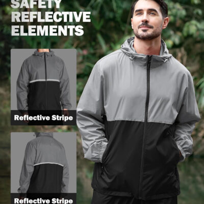 ZITY Men's Rain Jacket Waterproof with Hood Lightweight Raincoat for Golf Hiking Camping Cycling