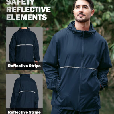 ZITY Men's Rain Jacket Waterproof with Hood Lightweight Raincoat for Golf Hiking Camping Cycling