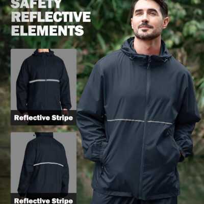 ZITY Men's Rain Jacket Waterproof with Hood Lightweight Raincoat for Golf Hiking Camping Cycling