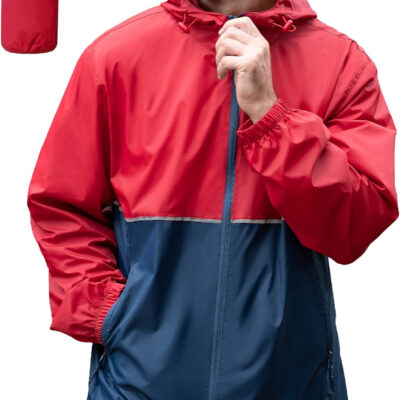 ZITY Men's Rain Jacket Waterproof with Hood Lightweight Raincoat for Golf Hiking Camping Cycling