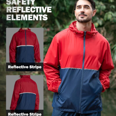 ZITY Men's Rain Jacket Waterproof with Hood Lightweight Raincoat for Golf Hiking Camping Cycling