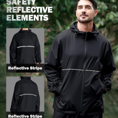 ZITY Men's Rain Jacket Waterproof with Hood Lightweight Raincoat for Golf Hiking Camping Cycling