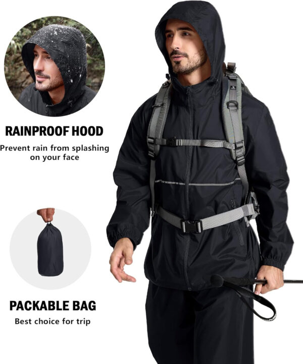 ZITY Men's Rain Jacket Waterproof with Hood Lightweight Raincoat for Golf Hiking Camping Cycling
