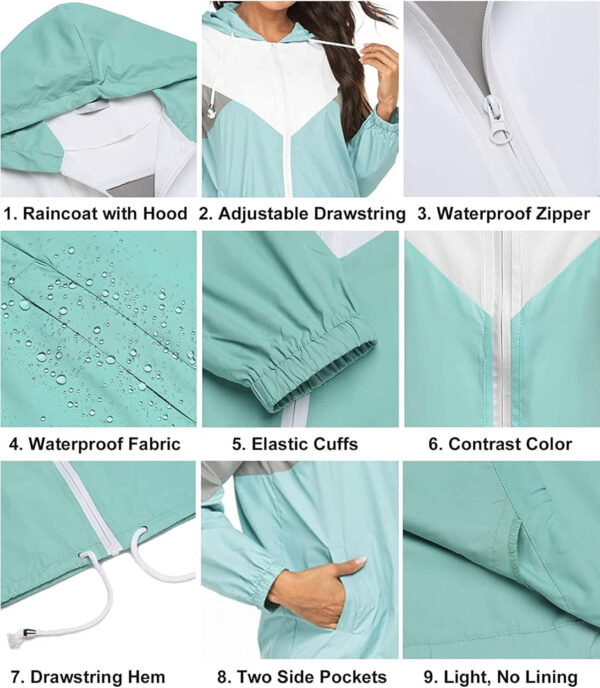 689c858692cc88f04c386b953d4362491b5f28ce4f79d4560a8d7.jpg SoTeer Women's Waterproof Rain Jackets Lightweight Hooded Windbreaker Packable Active Outdoor Raincoat