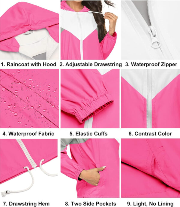689c858c32e670d8a4ceb29390b75fb7613f2acac6416dfa130ce.jpg SoTeer Women's Waterproof Rain Jackets Lightweight Hooded Windbreaker Packable Active Outdoor Raincoat