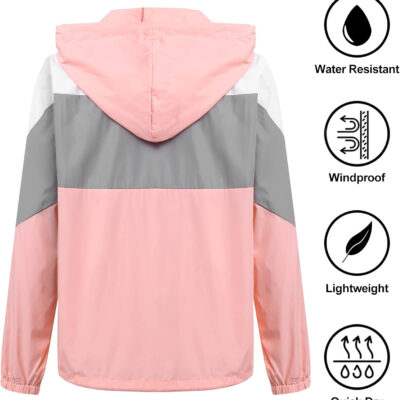 689c85ab7434eae527c434c8f3e4f085de2e8844b3ec1016bffd3.jpg SoTeer Women's Waterproof Rain Jackets Lightweight Hooded Windbreaker Packable Active Outdoor Raincoat