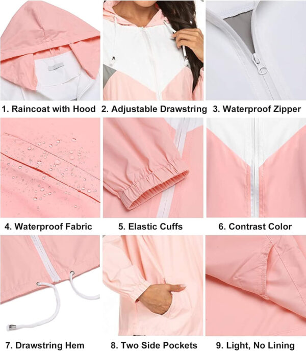689c85af1873c500004570997aff6edcf4d92cc8ffc46a84e8514.jpg SoTeer Women's Waterproof Rain Jackets Lightweight Hooded Windbreaker Packable Active Outdoor Raincoat
