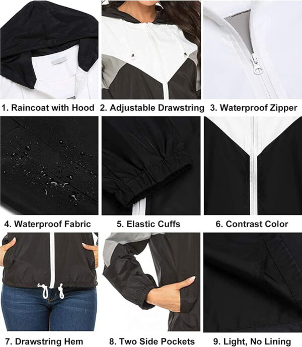 689c85bd9dfcfb56d6ef41c100498352166ab444139577d96d135.jpg SoTeer Women's Waterproof Rain Jackets Lightweight Hooded Windbreaker Packable Active Outdoor Raincoat