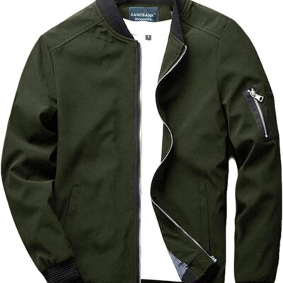 689c86b47db88faa4f15b1f3183dad1bf7b4e06ab5a885e3badbd.jpg sandbank Men's Slim Fit Lightweight Softshell Flight Bomber Jacket Coat