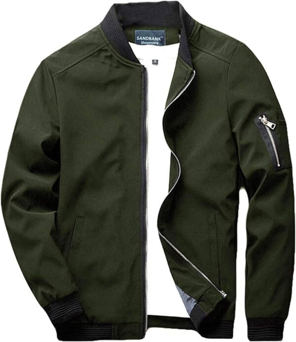 689c86b47db88faa4f15b1f3183dad1bf7b4e06ab5a885e3badbd.jpg sandbank Men's Slim Fit Lightweight Softshell Flight Bomber Jacket Coat