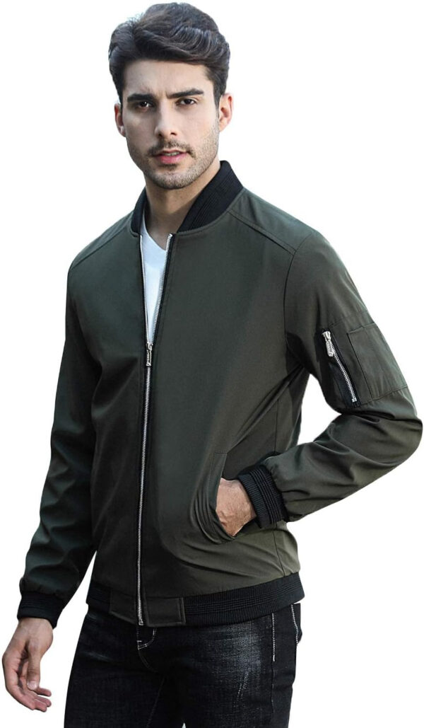 689c86b8309f135b9931d88c4f7f214b8baf361b45d5d3ed4412a.jpg sandbank Men's Slim Fit Lightweight Softshell Flight Bomber Jacket Coat