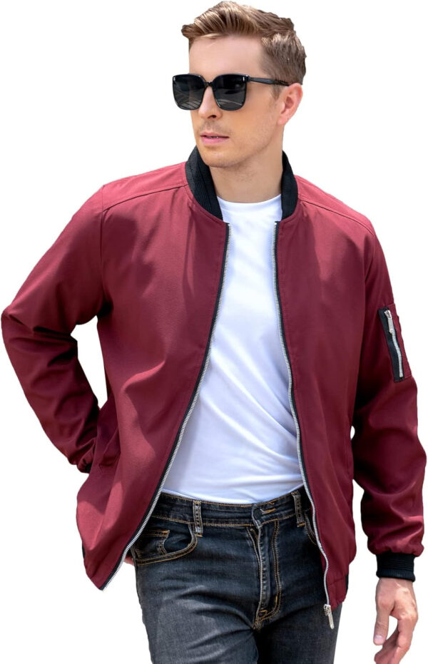689c86c58d0fff16ea122c686ee64c3510bdc62cb807b7a3c5d83.jpg sandbank Men's Slim Fit Lightweight Softshell Flight Bomber Jacket Coat