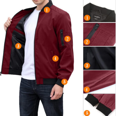 689c86c914d2394c87ced8e6b44f168f26f25359474259373f57c.jpg sandbank Men's Slim Fit Lightweight Softshell Flight Bomber Jacket Coat