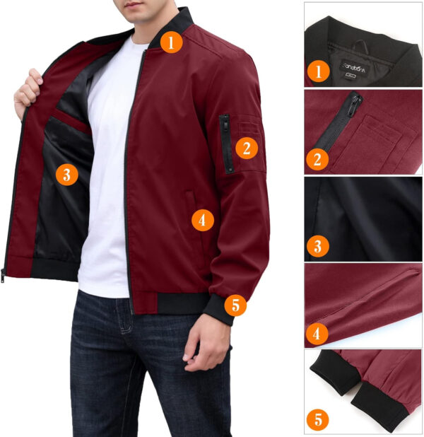 689c86c914d2394c87ced8e6b44f168f26f25359474259373f57c.jpg sandbank Men's Slim Fit Lightweight Softshell Flight Bomber Jacket Coat